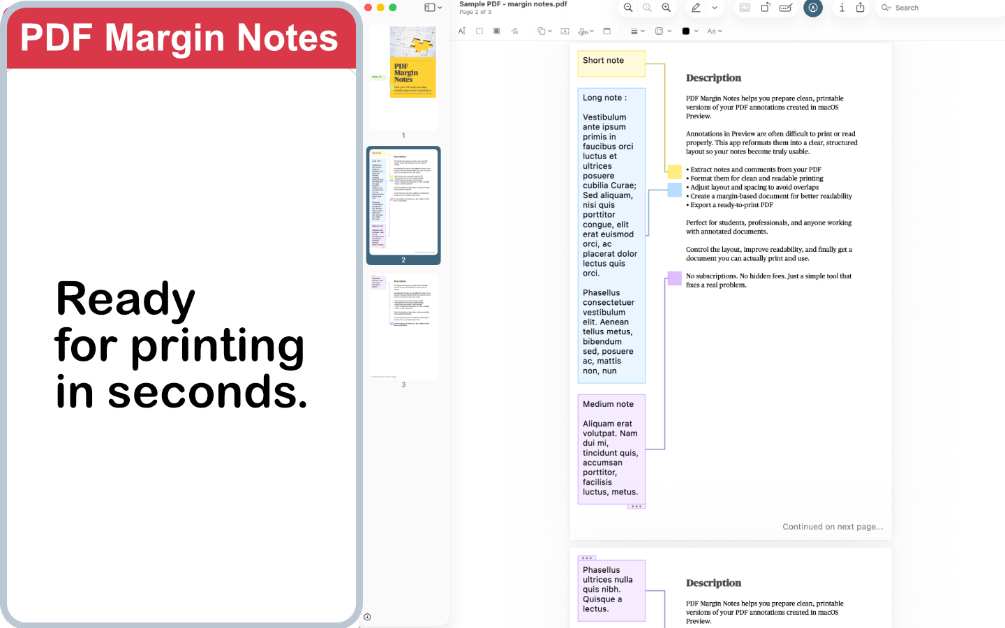 PDF Margin Notes creating a readable printable PDF from Apple Preview comments on Mac